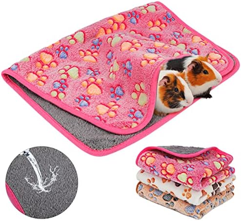 YUEPET Guinea Pig Blankets 3 Pack, Waterproof-Backed Fleece Liners, S