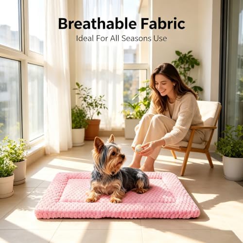 Dog Bed Mat - Durable & Cute Crate Dog Beds for Small Dogs & Cats, Comfortable Kennel Pad for Home, Crate & Travel
