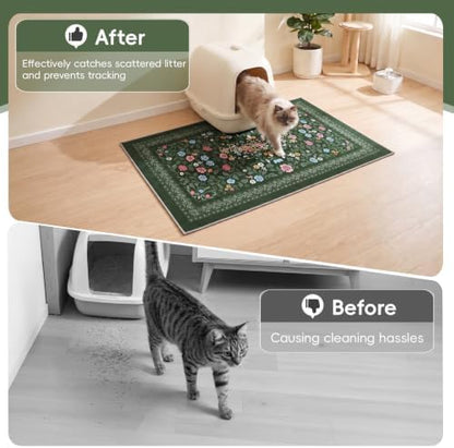 Bienbee Cat Litter Mat, 2 Pack 33" x 22" Machine Washable for Litter Boxes