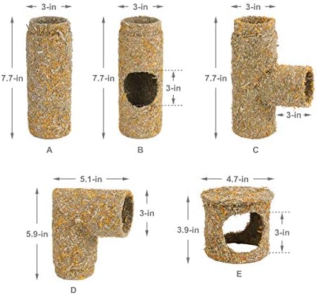 Niteangel Creative & Composable Hamster Tunnel - DIY & Build Unique Tube Burrow as Hideout for Small Sized Animals Like Hamsters Mouse Gerbils Mice (Corner)