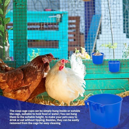 40 Pcs Cage Cups Birds Feeders Bird Water Dispenser Hanging Quail Waterer Plastic Chicken Feeding Watering Dish for Small Coop Parrot Parakeet PET Poultry Gamefowl Food Seed Bowl Supplies(Blue,8oz)
