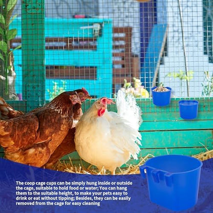 40 Pcs Cage Cups Birds Feeders Bird Water Dispenser Hanging Quail Waterer Plastic Chicken Feeding Watering Dish for Small Coop Parrot Parakeet PET Poultry Gamefowl Food Seed Bowl Supplies(Blue,8oz)