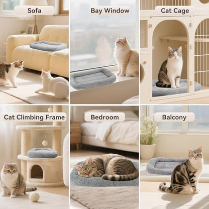 LESYPET Cat Bed for Indoor Cats, Cat Bed Curl Sleep Cushion with Raised Pillow Around, Washable Pet Mat for Cat/Rabbit/Dog, 16" x 22"