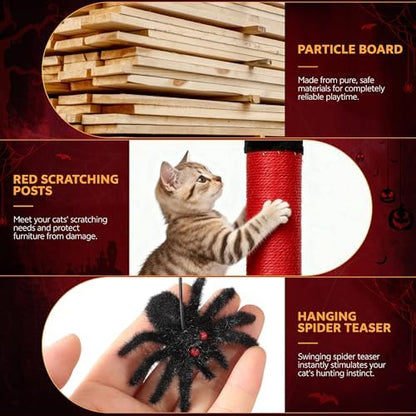 Cat Tree Tower with Litter Box Enclosure, 67''H Cat Tower, Black
