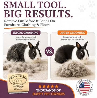SleekEZ Cat Brush for Shedding - Deshedding Brush for Cats - Patented Grooming Tool for Removing Loose Fur, Undercoat & Hair - Made in USA - Works on Short, Medium & Long Coats