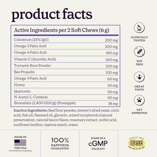 Premium Dog Allergy & Itch Relief Chews – Dog Allergy Relief Chews for Itch Relief, Skin & Coat, Anti-Itch, Scratching, Immune Support & Seasonal Allergies – Itchy Skin Relief Supplement - 90 Chews