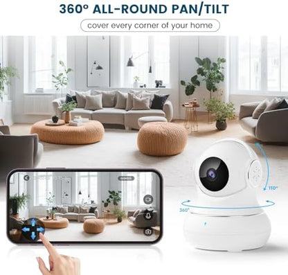 litokam Security Camera Indoor 2K, 360 Pan/Tilt Cameras for Home Security with Motion Detection, Baby Monitor for Pet/Dog with Night Vision, 2.4GHz WiFi Cam with Phone App & 2-Way Audio