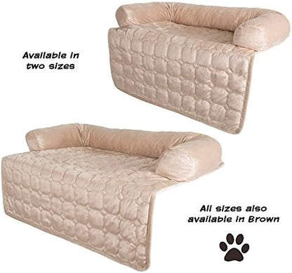 Couch Cover for Dogs – 30x30.5 Pet Furniture Protector with Memory Foam Bolster, Quilted Fabric, Non-Slip Water-Resistant Base by PETMAKER (Beige)