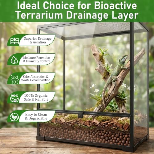 Riare 10LBS Organic Expanded Clay Balls Terrarium Substrate for Reptiles