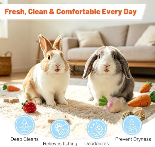 Waterless Rabbit Shampoo | Fragrance-Free & No Rinse Cleanser for Small Pets | Gentle for Sensitive Skin, Ideal for Ferrets, Guinea Pigs, Bunnies, Hamsters & Sugar Gliders, 3.38 fl oz (Fragrance Free)