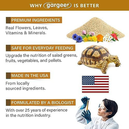 Gargeer 2oz Grassland Tortoise Salad Topper. Enhanced Appetite, USA Made