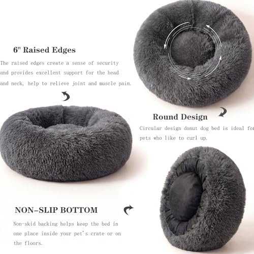 nononfish Calming Dog Bed for Small Dogs,Plush Donut Pet Bed