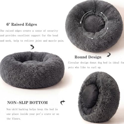nononfish Calming Dog Bed for Small Dogs,Plush Donut Pet Bed