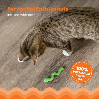 Catstages OrkaKat Wiggle Worm Dental Cat Chew Toy with Catnip, 3.8"