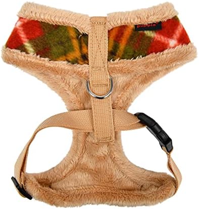 Puppia Norman Dog Harness Over-The-Head Warm Winter Checkered Pattern Adjustable Chest for Small and Medium Dog, Beige, Small