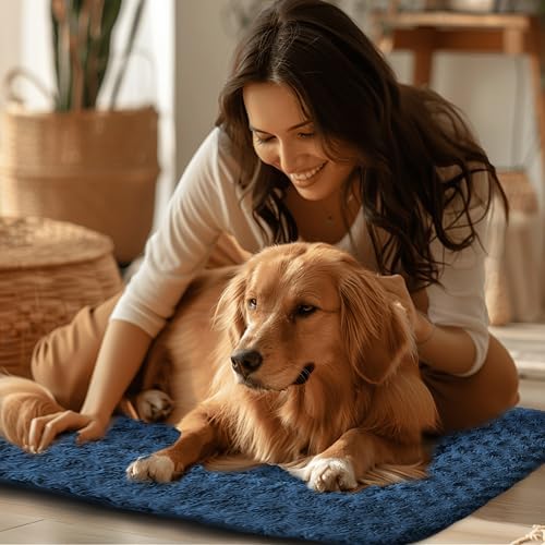 Dog Crate Pad Washable Cat Dog Pet Bed for Crate kennel Large Mat 36in Blue