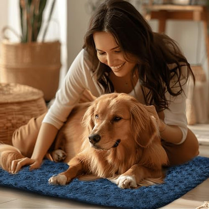 Dog Crate Pad Washable Cat Dog Pet Bed for Crate kennel Large Mat 36in Blue