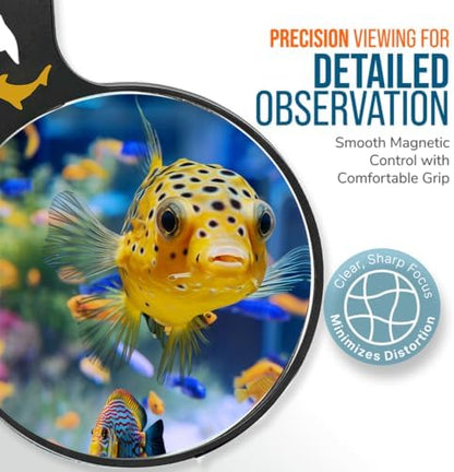 Flipper DeepSee 4" Magnetic Aquarium Viewer – Optical-Grade Magnifying Lens for Glass & Acrylic Tanks up to 5/8" Thick – Hands-Free Underwater Viewing for Fish, Corals & Aquarium Photography – Black