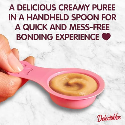 Delectables Lickable Spoon Handheld Wet Cat Treats Made with Real Salmon & Tuna, Creamy Puree, Mess Free, Quick & Easy, Grain-Free, No Added Fillers, No Added Preservatives, Variety Pack, 32ct