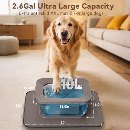10L No Spill Dog Water Bowl Stainless Steel for Messy Drinkers