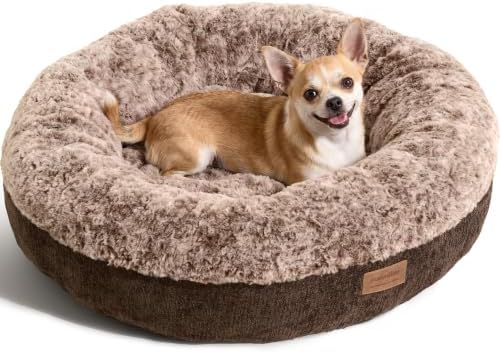 FUKUMARU Extra Thick Plush Dog Bed, Calming Donut, Anti-Anxiety & Washable
