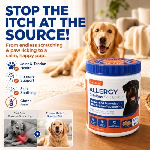 Dog Allergy Chews Anti-Itch Skin & Coat Probiotics 100 Chews
