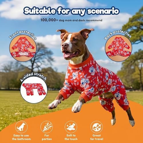 LovinPet Large Dog Sweatshirt, Dog Shirt, Red & Peach Floral Print, XL