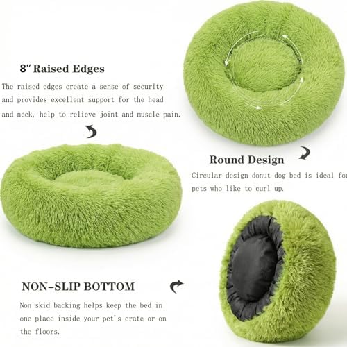 nononfish Cozy Donut Dog Bed,Plush Round Calming Pet Bed
