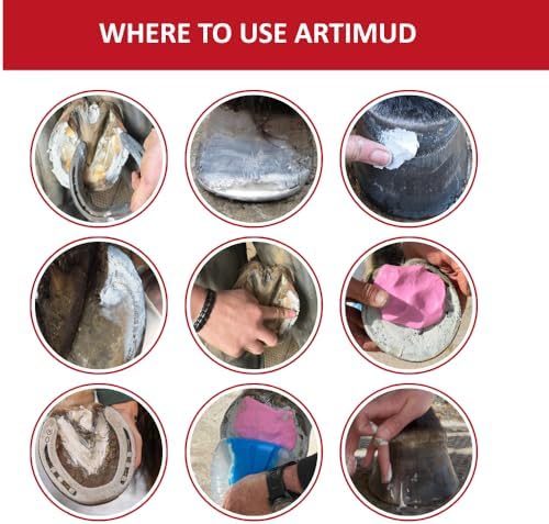 Artimud - Horse Hoof Putty Thrush Treatment 10 oz (300g) | Eucalyptus Horse Hoof Clay | Equine Frog & Sole Protection | Red Horse Products | Natural Hoof Mud | Non-caustic | All Equines