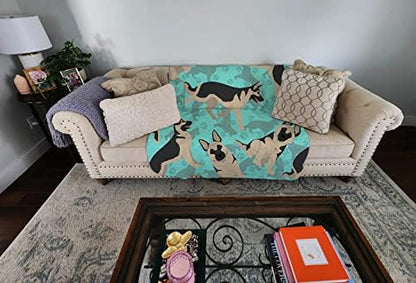 Caroline's Treasures MLM1051LQB Black and Silver German Shepherd Quilted Blanket 50x60 Artwork Pattern Quilted Throw Blanket for Bed, Couch, Sofa, Soft and Lightweight