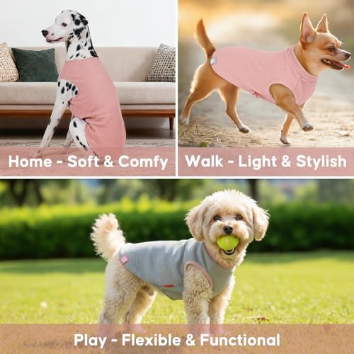 KYEESE 2Pack Waffle Dog Shirt for Small Dogs Solid Dog Sweater Tank Top