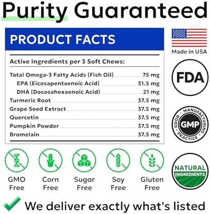 Dog Allergy Relief Chews - Skin Health & Anti-Itch Supplement with Omega-3