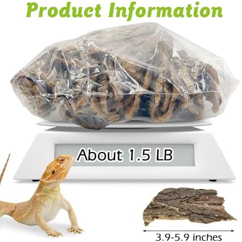 Reptile Cork Bark 1 Lb Flat Cork Wood for Terrarium Small Tree Bark Pieces 3.9-5.9in Natural Bulk Cork Bedding Tank Substrate for Bearded Dragon Snake Spiders Geckos Tortoise Hermit Crabs