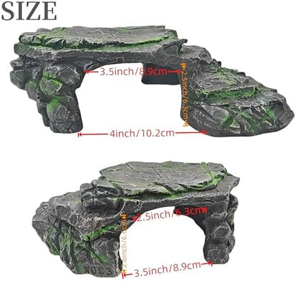 Reptile Hideouts,Resin Reptile Cave Habitat for Leopard Geckos, Lizards, Turtles, Snakes and Amphibians. (Upgrade Turtle Platform, Large)