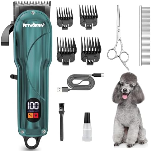 Quiet Dog Grooming Kit - 2000mAh Dog Clippers for Grooming Dog Grooming Clippers for Heavy Thick Hair Coats Waterproof Rechargeable Cordless Clippers Safe and Easy to Clean Home Pet Grooming