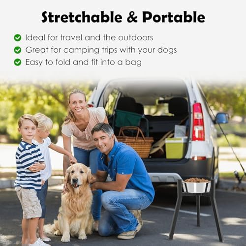 Elevated Dog Bowl Stand for Large Dogs, Adjustable Width 8.2-12.6", 16.9" Tall Single Raised Dog Food Water Stand,Bowl Not Included