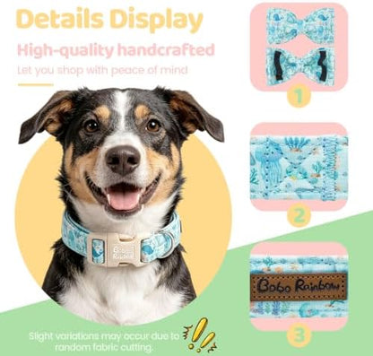 Summer Sea Animal Print Dog Collar with Bow for Large Dogs