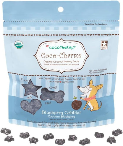 Cocotherapy Coco-Charms Blueberry Cobbler - Organic Dog Treats, All Natural, Vegan Training Treat for Dogs with Organic Coconut Oil