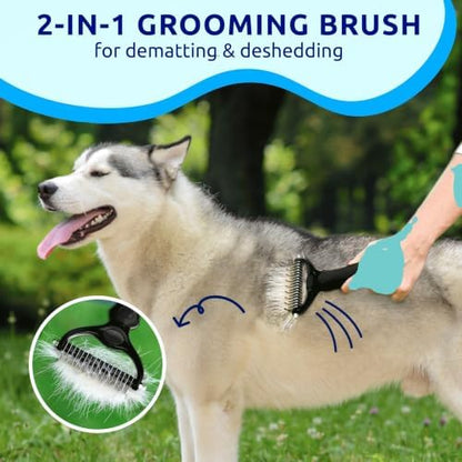 Pat Your Pet Deshedding Brush & Metal Comb Grooming Combo for Cats & Dogs