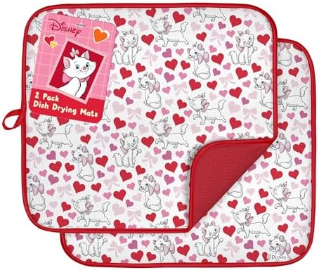 Disney Aristocats Dish Drying Mat for Kitchen Counter, 2-Pack, 16"x18"