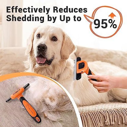 MIU COLOR Pet Grooming Brush, Deshedding Tool for Dogs & Cats, Orange