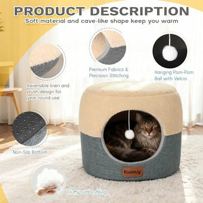 2-in-1 Foldable Cat Bed for Indoor Cats, Cat Cave & Sofa Bed
