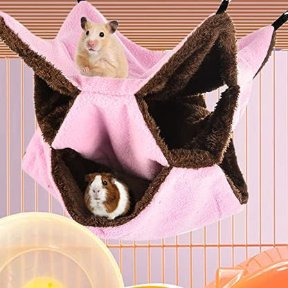 3 Tier Ferret Rat Hammock,Guinea Pig Cage Accessories,11.8x11.8 Inches,Pet Cage Hanging Bunkbed Hammock for Small Animals,Guinea Pig,Ferret,Kitten,Squirrel,Chinchilla,Rat,Parrot