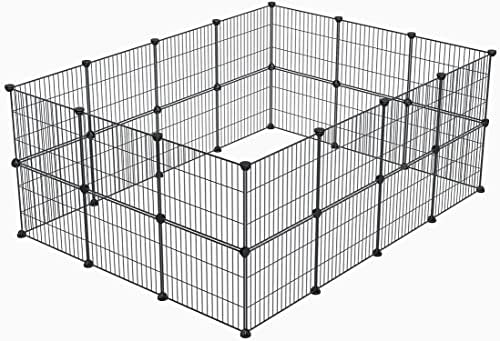 LURIVA Small Animal Playpen, Guinea Pig Cages, Pet Playpen, Rabbit Cage,Small Animal Cage, Puppy Kitten Dog Playpen, Indoor Outdoor Portable Metal Wire Yard Fence,15 X 12 Inch, 28 Panels, Black
