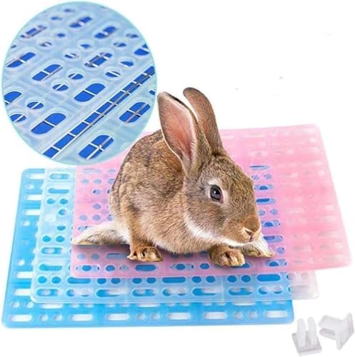 Hamiledyi Rabbit Feet Pad Hole Leak Water Design for Plastic Bunny Cage Mat Foot Resting Pads (1 Pink +1 White +1 Blue)
