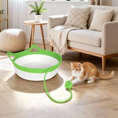 Cotton Rope Cat Bed, Instinct Hand Woven Cat Basket with Rope Tail