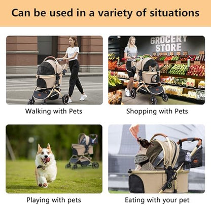 Pettingzoo Dog Stroller with Removable Carrier Foldable Pet Stroller,60 lbs