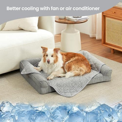 Cozy Bliss Deluxe Leakproof Cooling Blanket for Small Dogs Q-Max 0.5, Soft & Durable Washable Pet Cooling Mat for Hot Weather, Livingroom, Pet Throw & Couch Protector for Cats, Silver Grey, 25"x35"