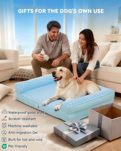 Cooling Dog Bed with PCM, Instant Chill Pet Sofa for Large, Indoor Outdoor