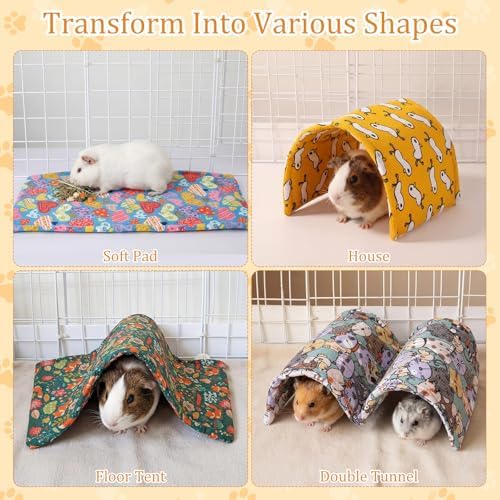 BreezeHug 4 Pcs Guinea Pig Tunnel Foldable Rabbit Hideout Washable and Soft Bunny Hide House Ferret Tunnel Toys Cage Accessories for Small Animal Hamster Hedgehogs Chinchilla(Vivid Mix)